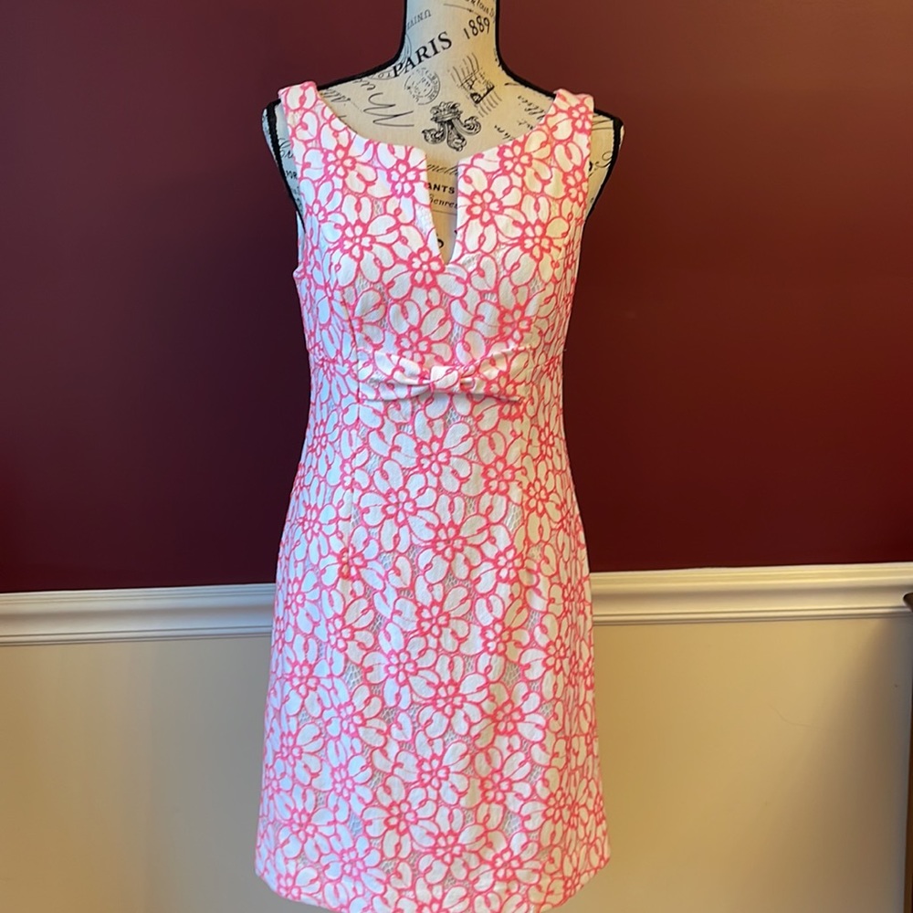 Lilly Pulitzer Pink and White Floral Midi Dress